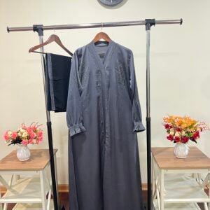 Grey abaya with embrodery